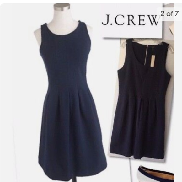J crew size 6p navy fit flare sleeveless scuba dress - Picture 1 of 4